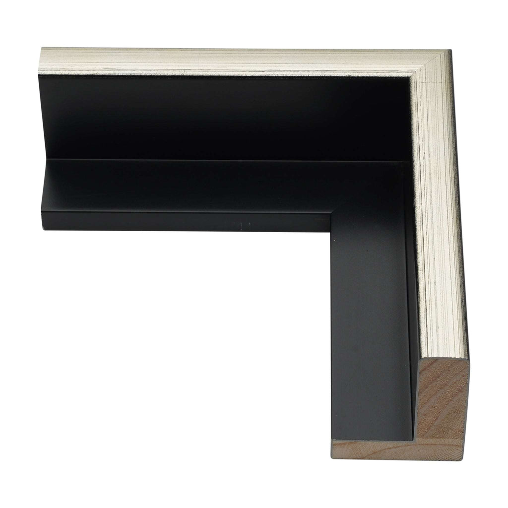 1131 - 1 5/8" Depth, Silver Faced Black Canvas Floater Frame
