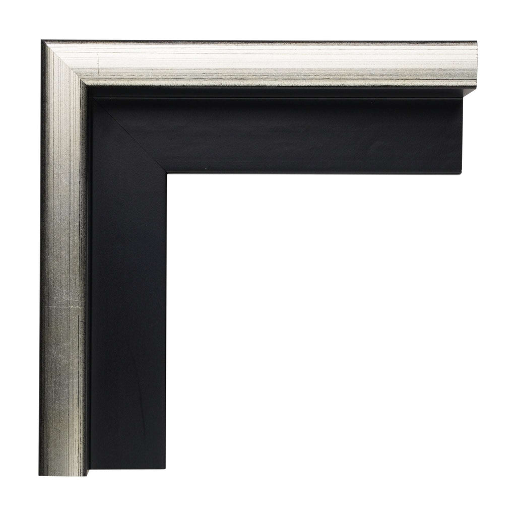 1131 - 1 5/8" Depth, Silver Faced Black Canvas Floater Frame