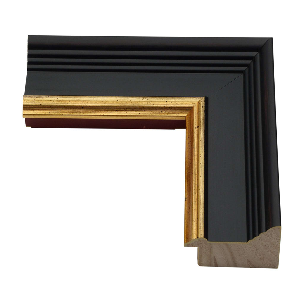 1347 - 2-1/8" Classic Black with Gold Trim Plein Air Frame